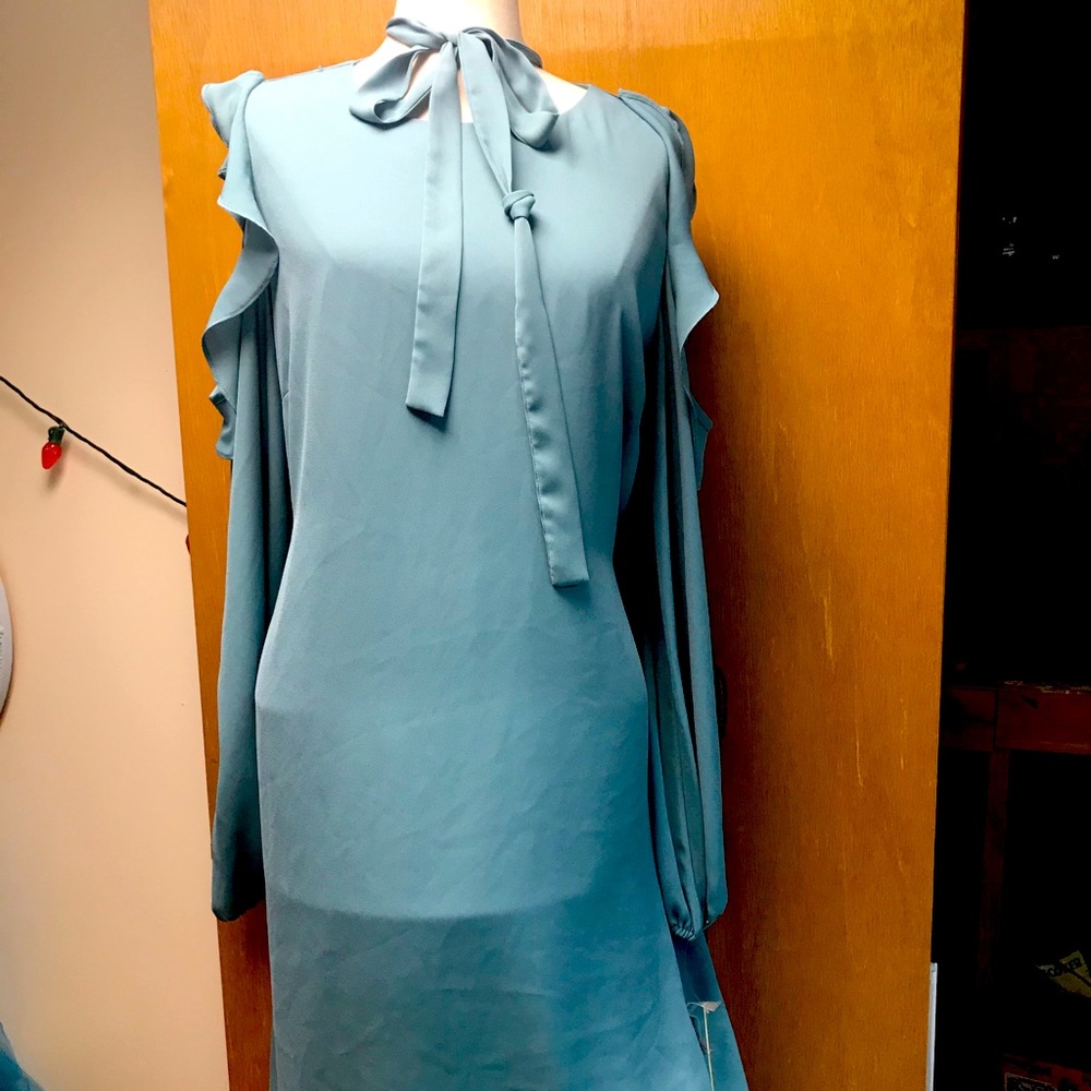 NWT Gianni Bini pale blue ruffled sleeve dress